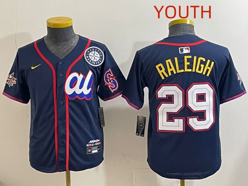 Youth 2025 Seattle Mariners #29 Raleigh Drak Blue All star Nike MLB Jersey style 13->youth mlb jersey->Youth Jersey